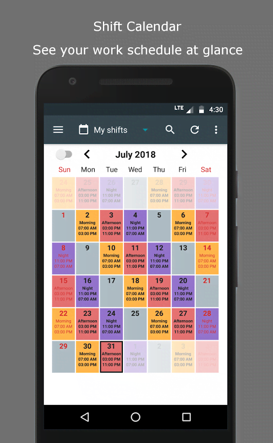 Shift Calendar screenshot 1