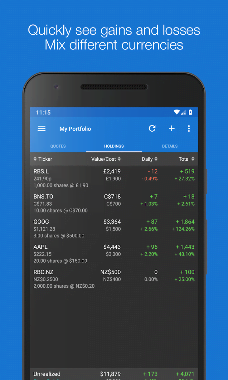 My Stocks Portfolio and Widget Screenshot 4