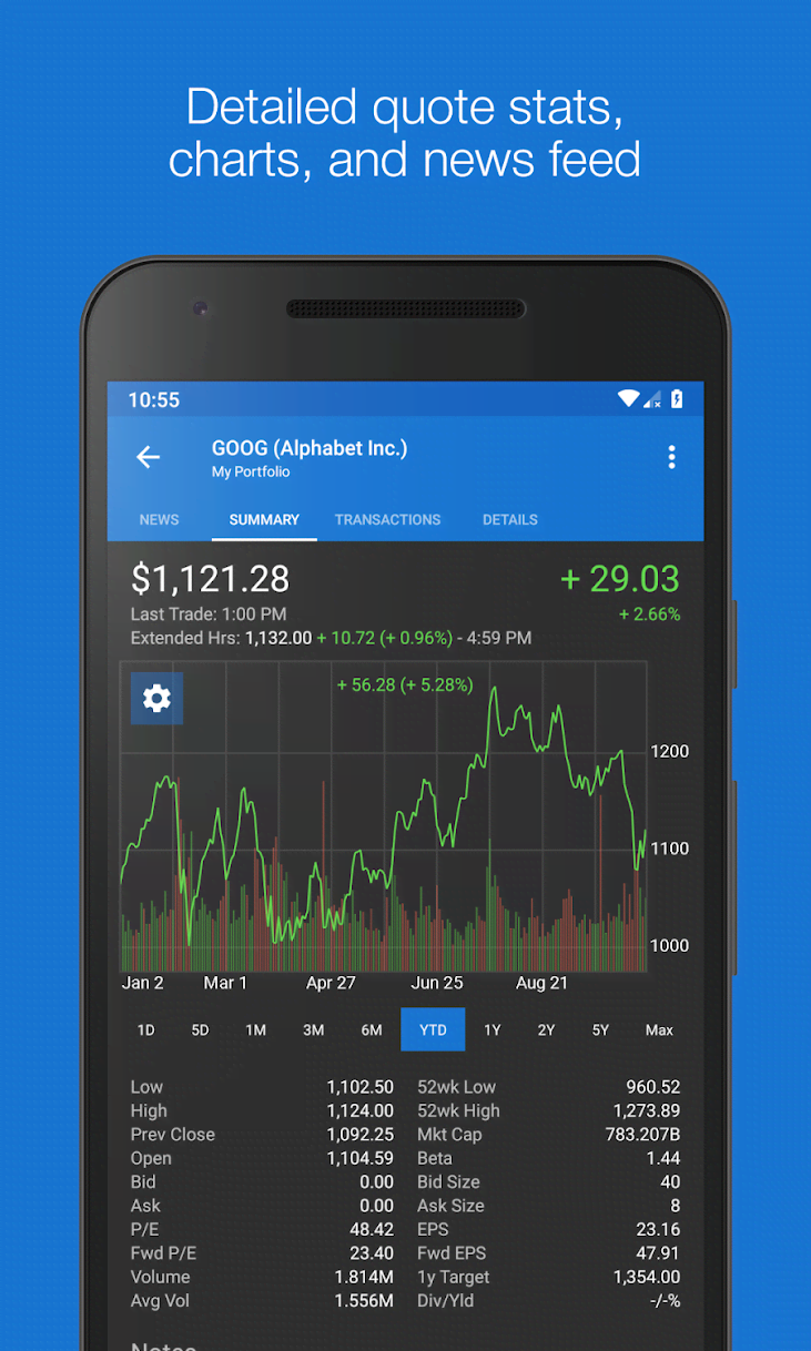 My Stocks Portfolio and Widget Screenshot 2