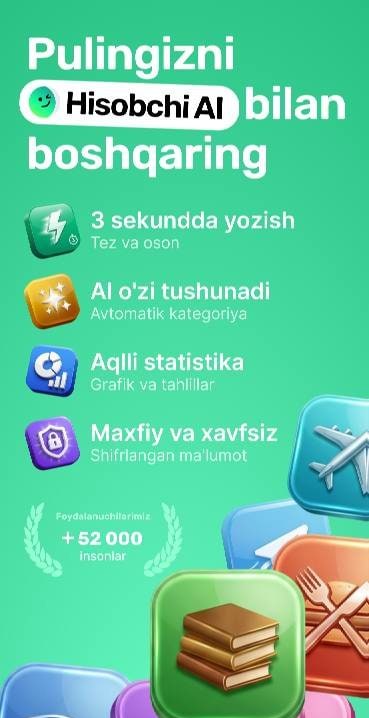 Hisobchi AI - Kirim va chiqim screenshot 1