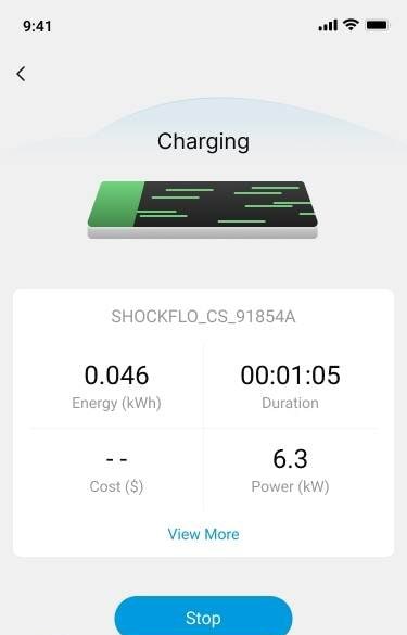 SHOCKFLO charging statistics display