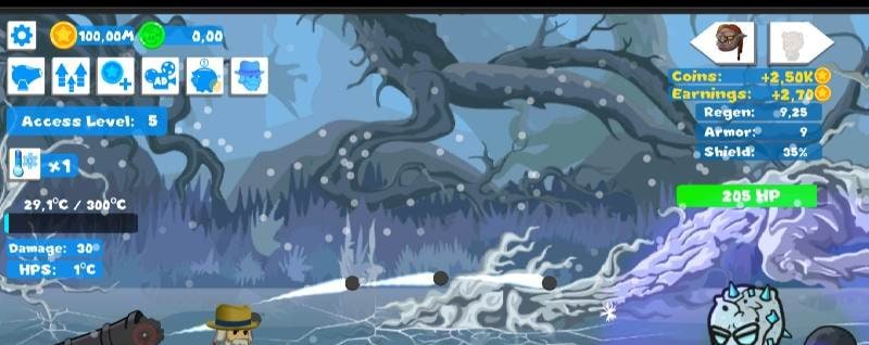 Gameplay view of Idle Cannon Quest: Tap Clicker