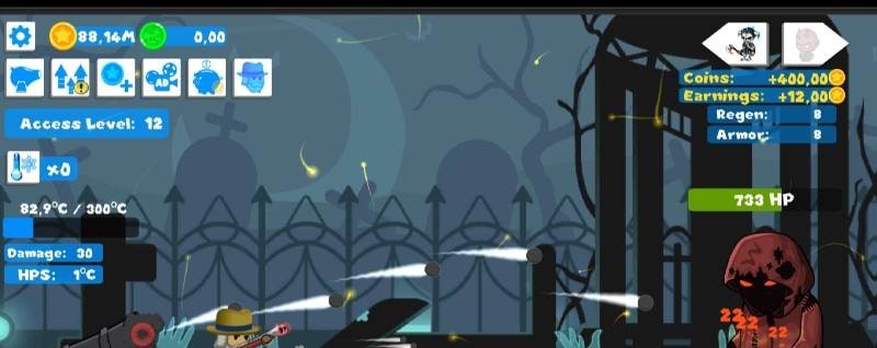 Idle Cannon Quest: Tap Clicker upgrade screen