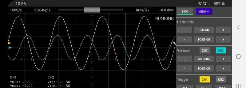 Scoppy - Oscilloscope interface view