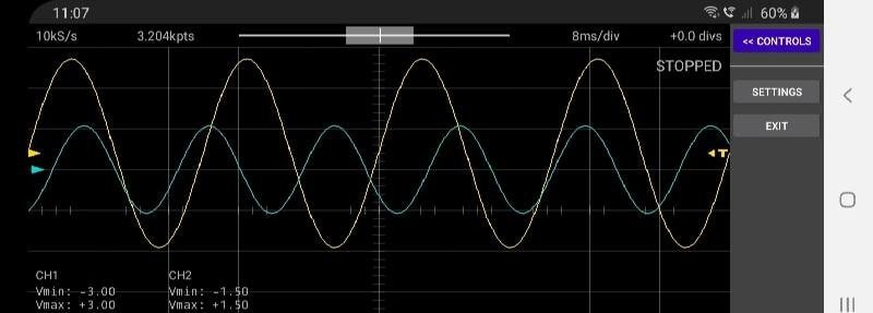 Scoppy - Oscilloscope configuration menu