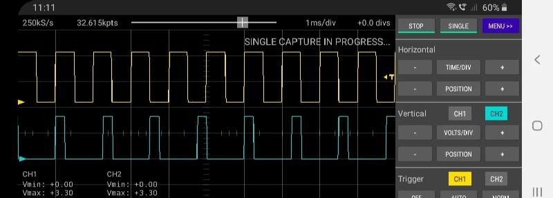 Scoppy - Oscilloscope analysis screen