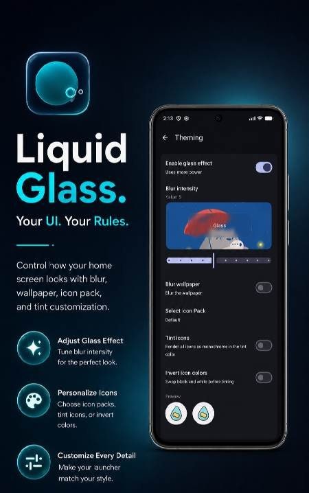 Lucid Liquid Glass Launcher Screenshot 2