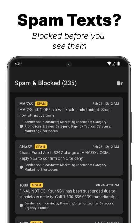 Stop Spam Texts - ZenSMS screenshot 1