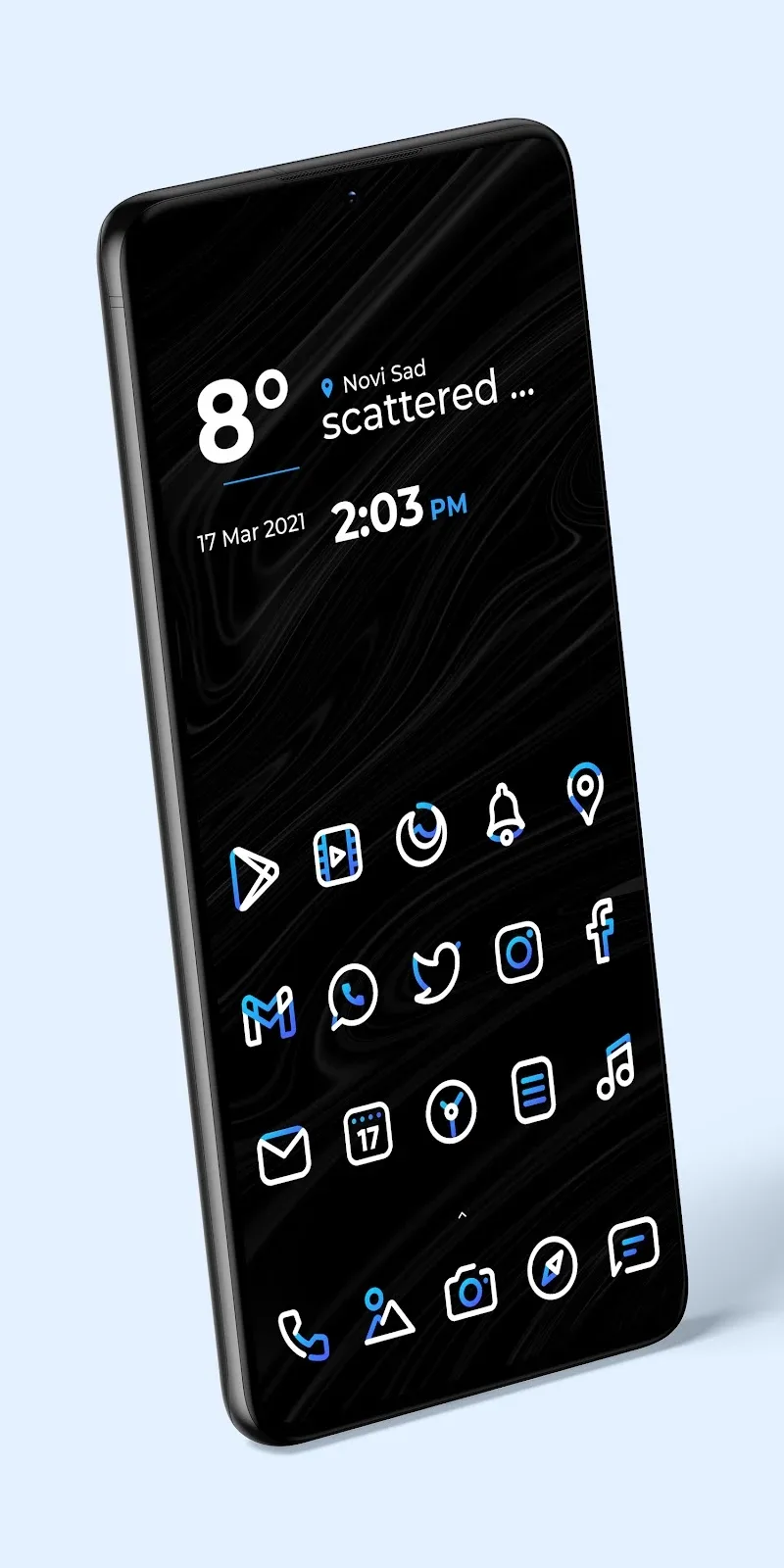 Aline Blue KWGT widget setup demonstration