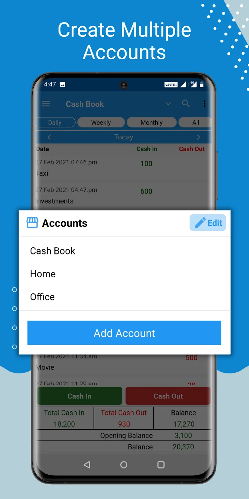 Cash Book interface preview 5